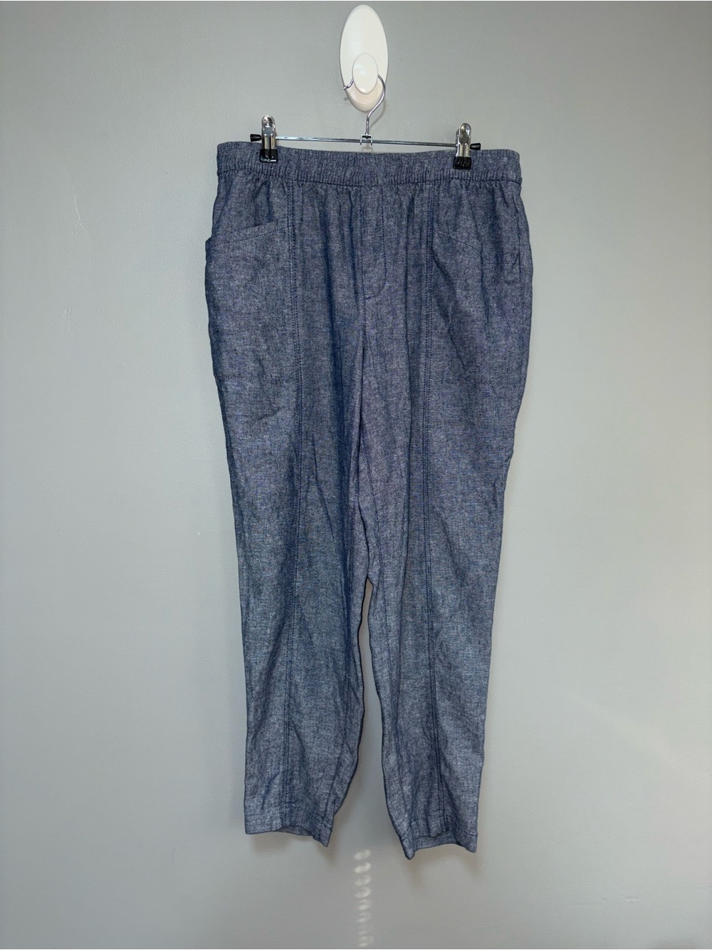 Old Navy Women’s Denim Blue Drawstring Tapered Ankle Elastic Waste Pants Size S